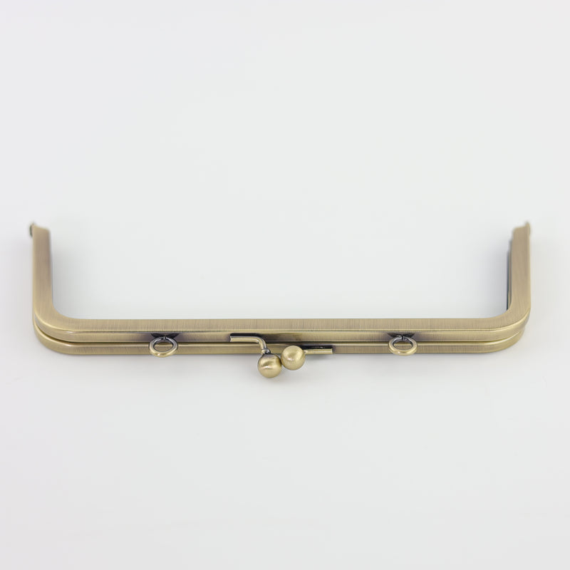 8 1/2 x 3 1/4 inch - Antique Brass Trapezoid Shape Metal Purse Frame