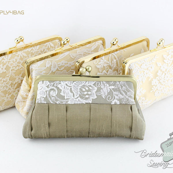 Buy Champagne & Ivory Bridal Clutch Bag in Beautiful Embroidered Sequin  Embellished Fabric. Online in India - Etsy