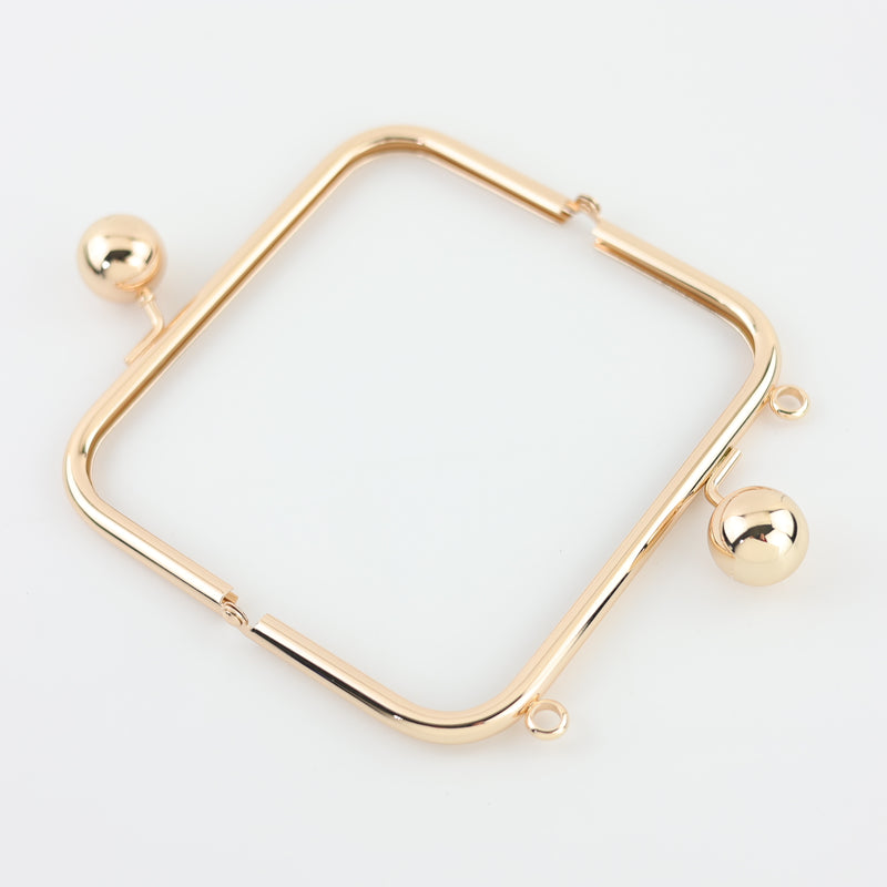 6 1/4 x 3 inch - Light Rose Gold Metal Purse Frame with O Rings