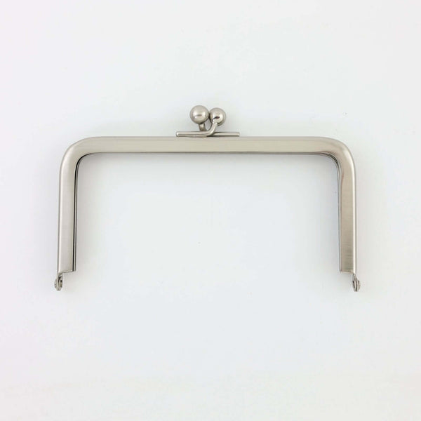 4 x 2 1/4 inch Brushed Silver Kisslock Metal Purse Frame | SUPPLY4BAG