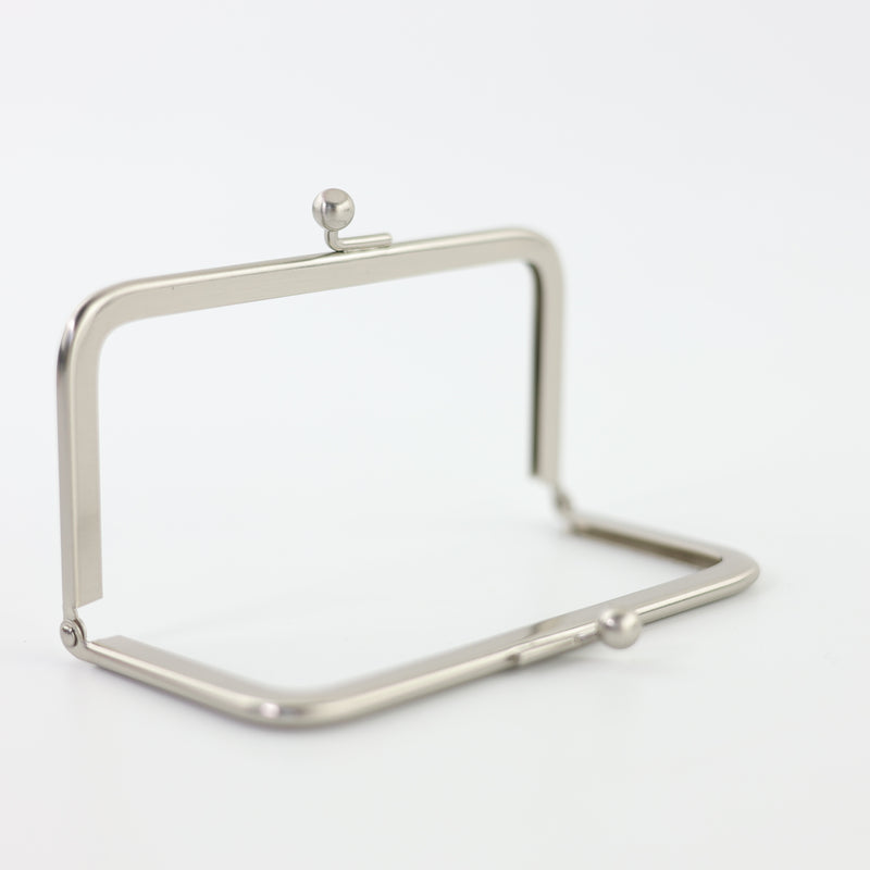 4 x 2 1/4 inch Brushed Silver Kisslock Metal Purse Frame | SUPPLY4BAG