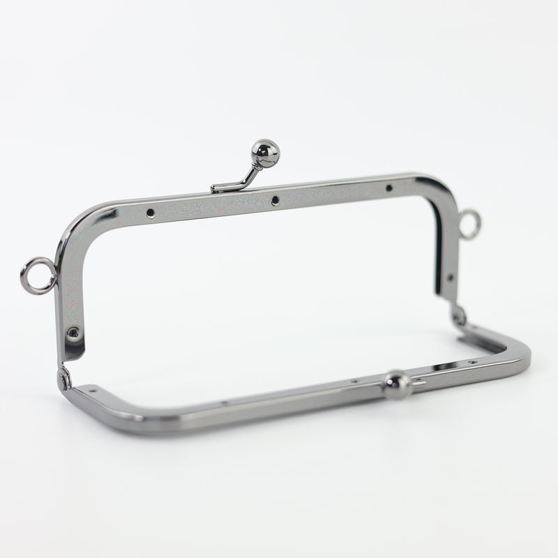 6 x 2.5 inch Kisslock Gunmetal Purse Frame with O Rings | SUPPLY4BAG