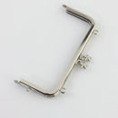 4 7/8 x 2 1/8 inch Star Clasp Silver Metal Purse Frame | SUPPLY4BAG