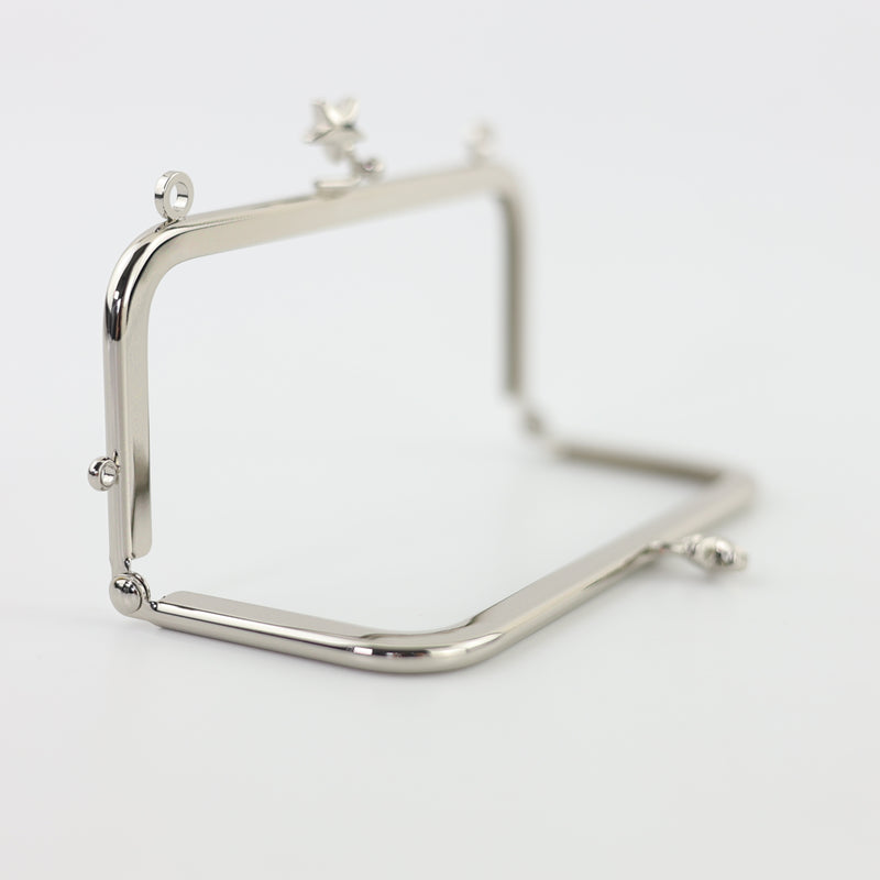 4 7/8 x 2 1/8 inch Star Clasp Silver Metal Purse Frame
