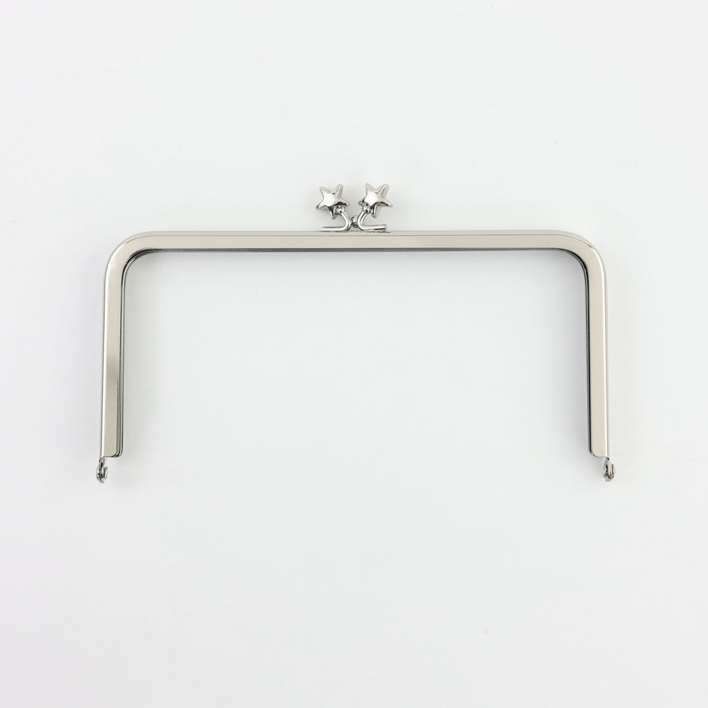 6 x 3 inch - Star Clasp - Silver Metal Purse Frame